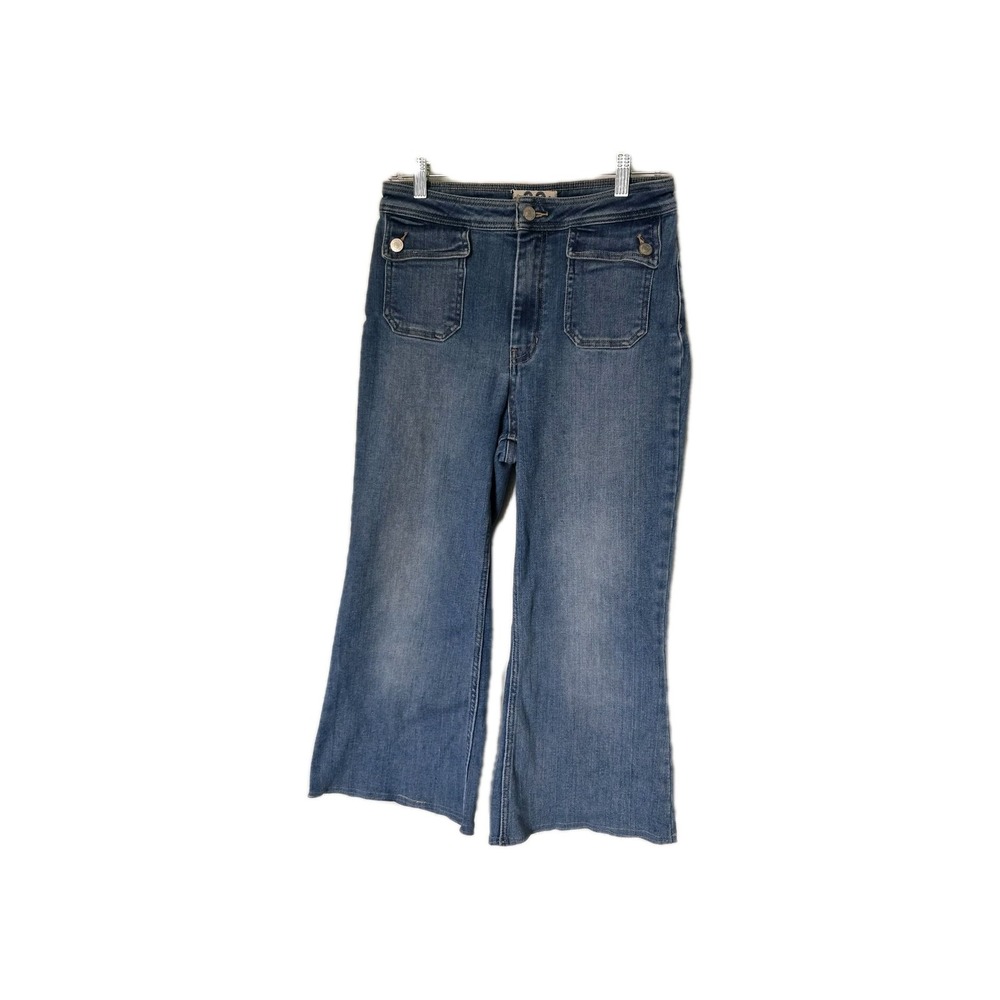 Free People Women's Crop  Wide‎ Leg Trouser Jeans Size 29 Front Flap Pockets